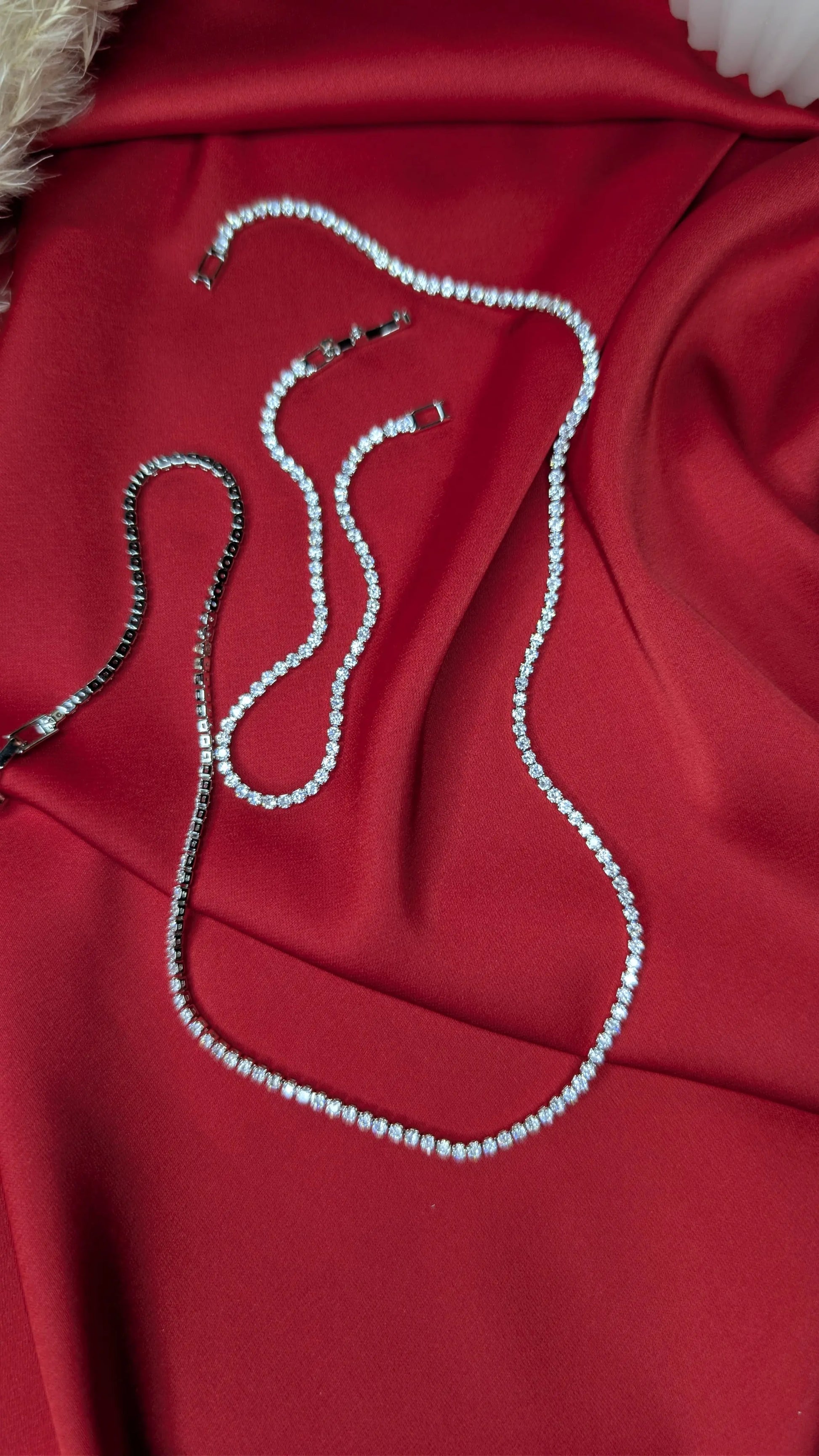 Parure Tennis Argentée – Collier & Bracelet Zircons Étincelants ByHiba jewelry