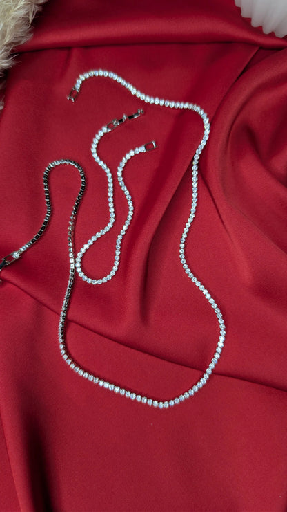 Parure Tennis Argentée – Collier & Bracelet Zircons Étincelants ByHiba jewelry