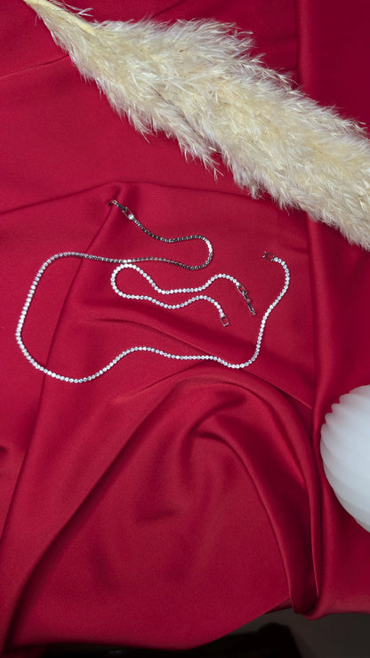 Parure Tennis Argentée – Collier & Bracelet Zircons Étincelants ByHiba jewelry