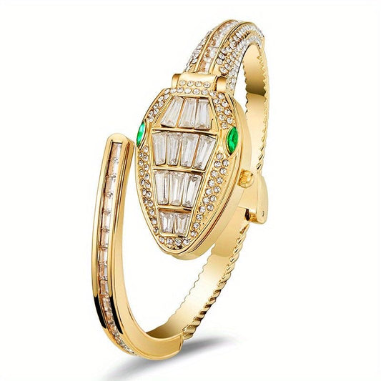 Montre Serpent Luxe – Acier Inoxydable Doré 18K & Zircons Premium ByHiba jewelry