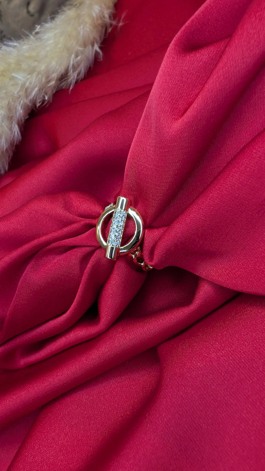 Bague Dorée Cercle & Barre Pavée – Élégance Moderne ByHiba jewelry