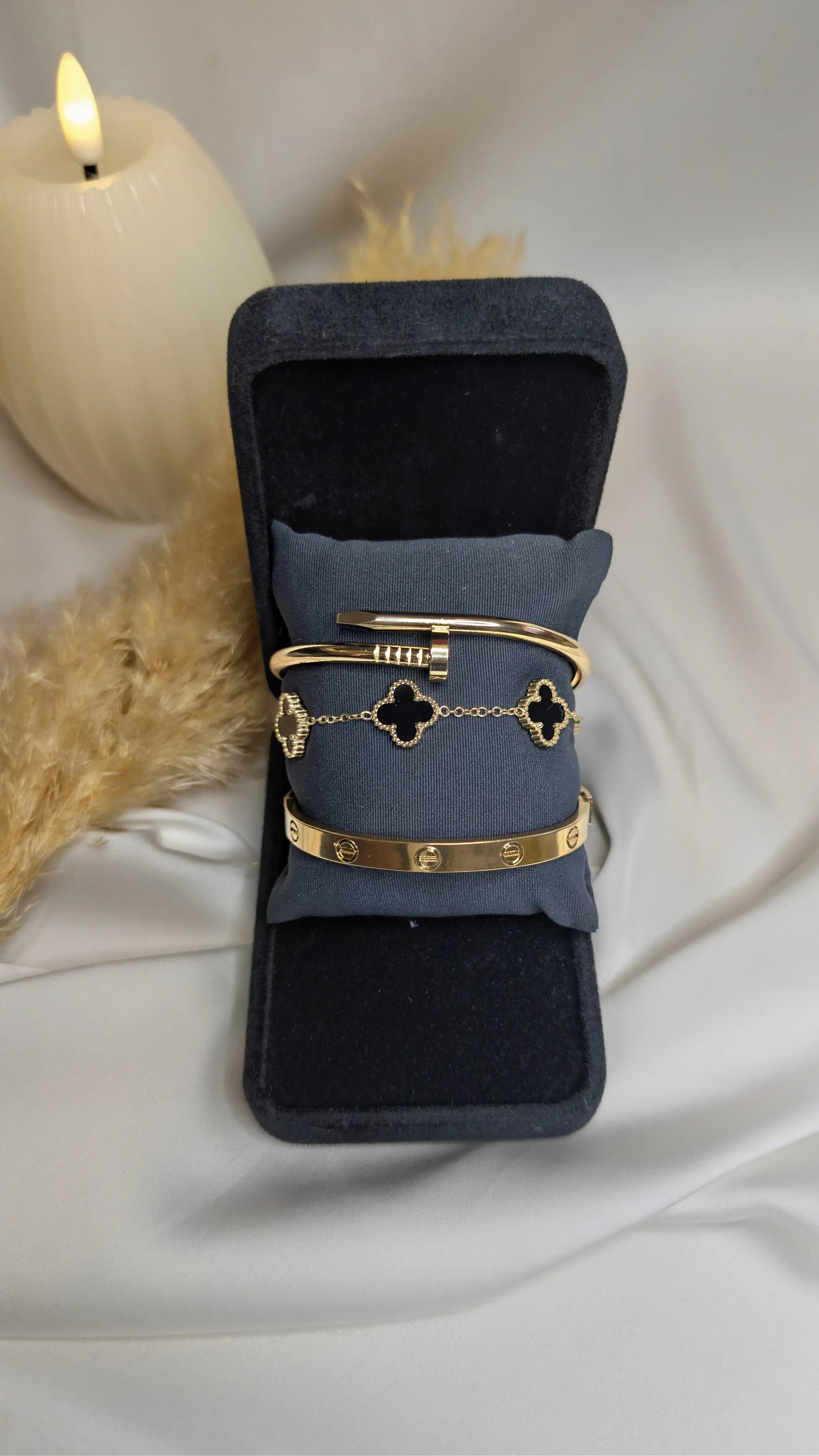 Bracelets Prestige Noir & Or – Élégance Intemporelle ByHiba jewelry