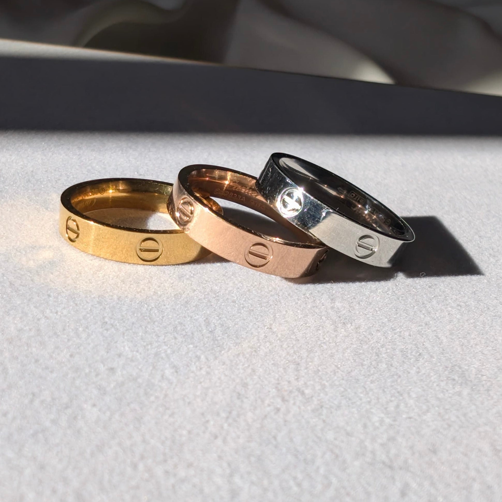Bague Minimaliste en Acier – Or, Rose Gold et Argent ByHiba jewelry