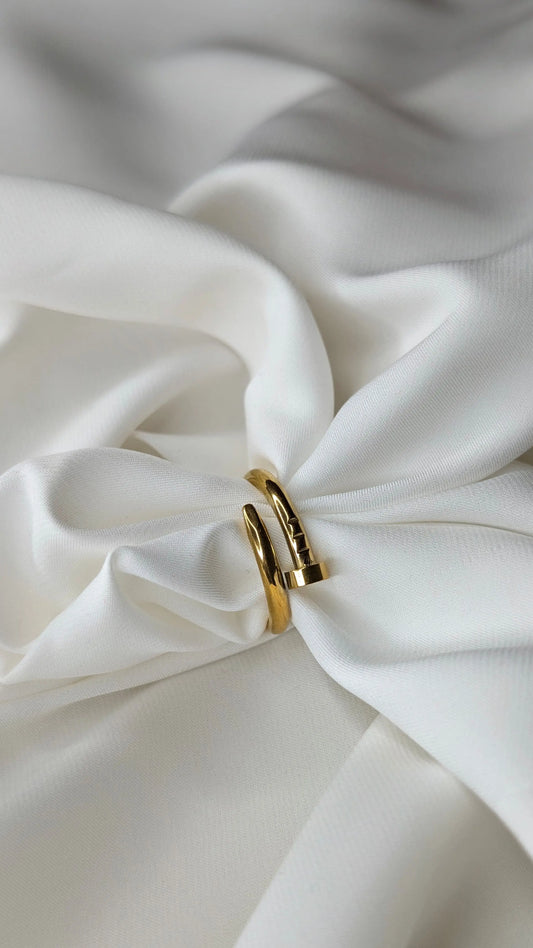 Bague Dorée Clé & Vis – Design Moderne et Audacieux ByHiba jewelry