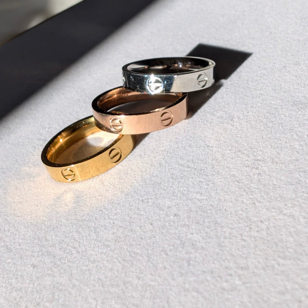 Bague Minimaliste en Acier – Or, Rose Gold et Argent ByHiba jewelry